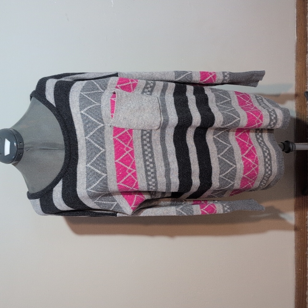 Love Stitch Wool Angora Blend Oversized Long Sweater S/M Pink Grey Charcoal